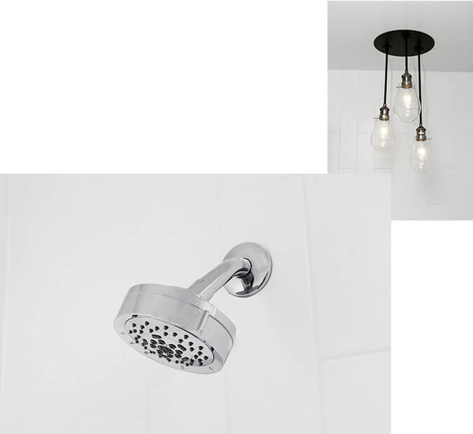 Modern Lighting and Showerhead Detail
