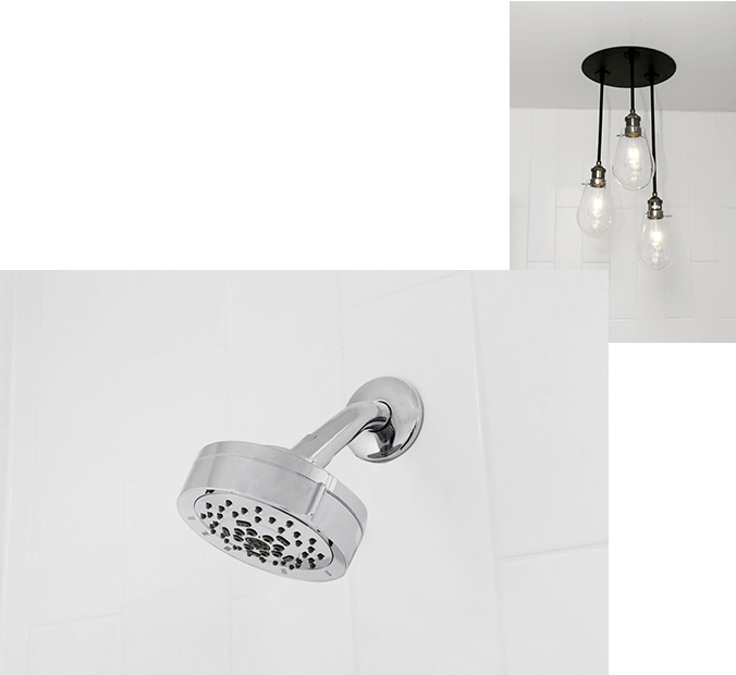 Modern Lighting and Showerhead Detail